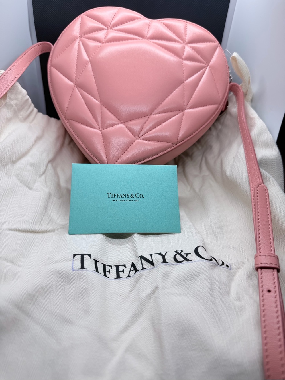 Tiffany & Co. Pink Quilted Heart Leather Crossbody Bag